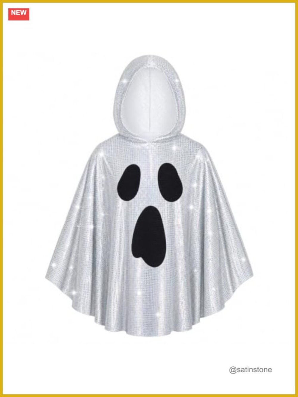Disco Ghost Poncho Sequin Halloween Costume Women One Size